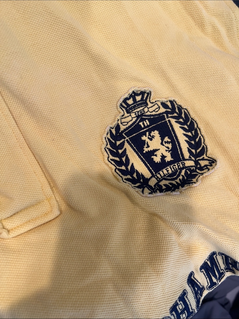 Tommy Hilfiger Light Yellow Crest Shirt Jacket with Navy Embroidery